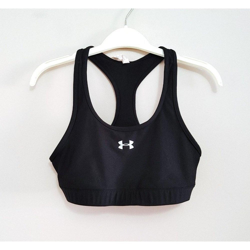 Under Armour Sport Bra Womens MD Heat Gear  Black Racerback Polyester Blend